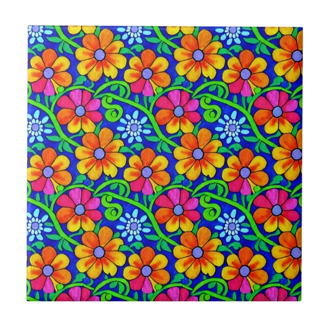 Carreau Plutôt Coloré Floral (Devant)