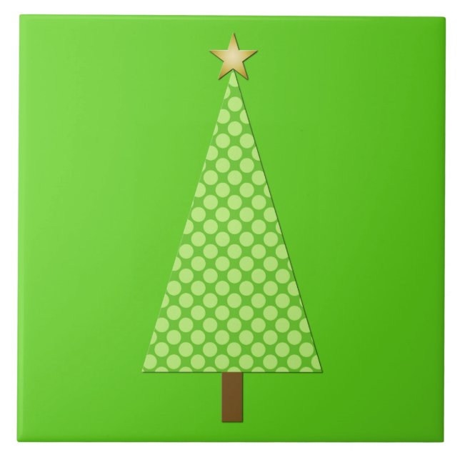Carreau Pneuka vert citron vert point arbre de Noël modern (Devant)