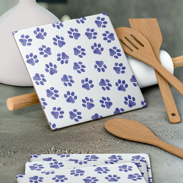 Carreau Poches de Doodle, Paws de Chien, Paws Bleus de Mar (Créateur téléchargé)