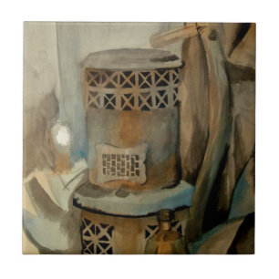 Carreau Poêle à bois et sythe