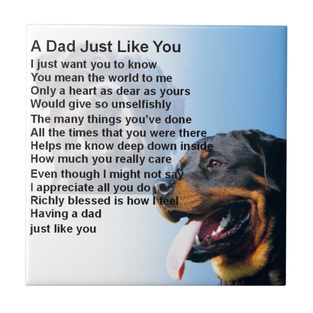 Carreau Poème de papa - conception de rottweiler (Devant)