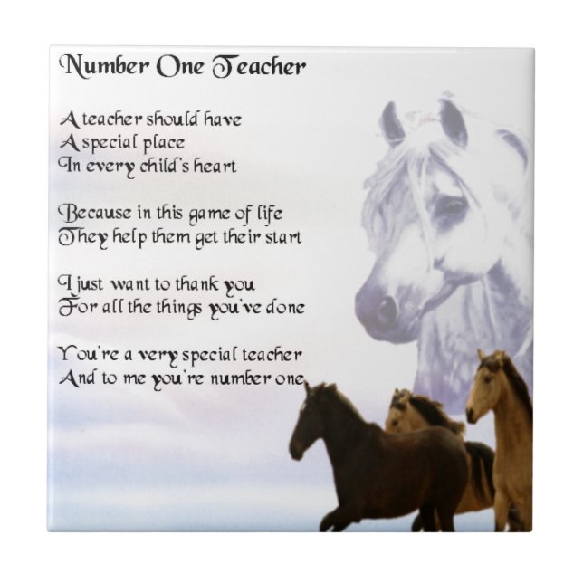 Carreau Poème de professeur - conception de chevaux (Devant)