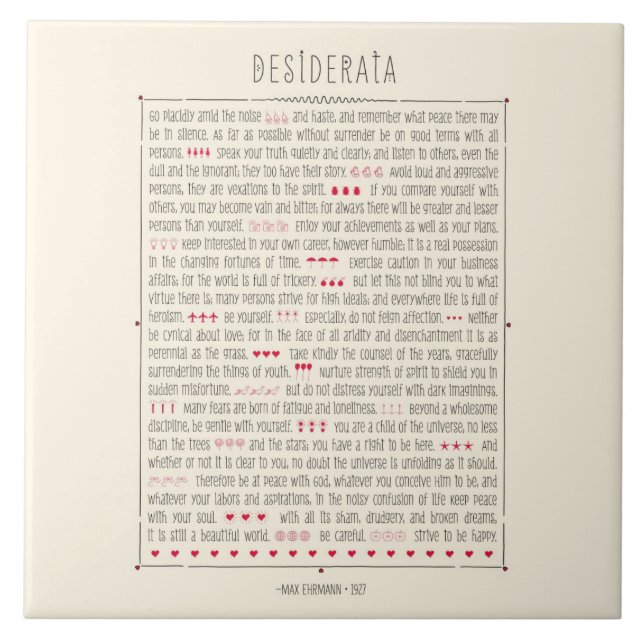Carreau Poème inspiré de desiderata (Devant)