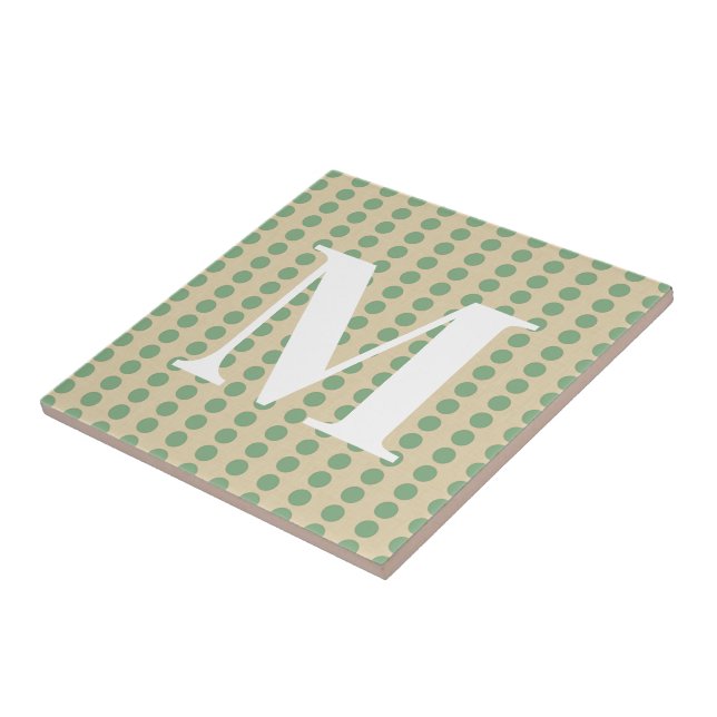 Carreau Poids d'épices de la feuille de baie avec monogram (Côté)