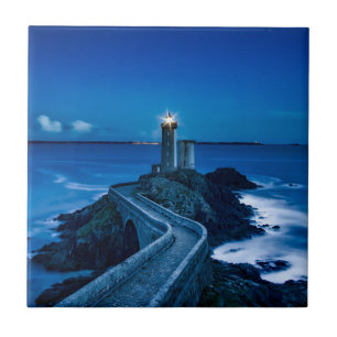 Carreau Point de repère bleu d'océan de la France de phare