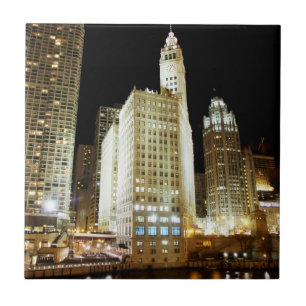 Carreau Point de repère célèbre de Chicago la nuit