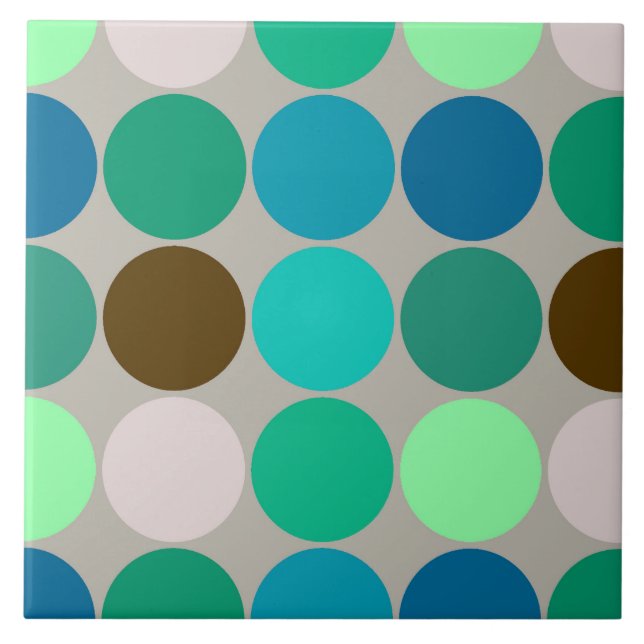 Carreau Points géants du milieu du siècle, turquoise et gr (Devant)