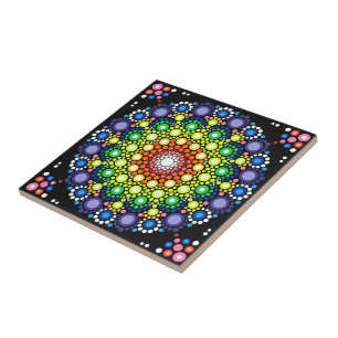Carreau Points Hippie Retro Mandala Floral Dotés