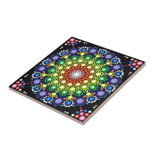 Carreau Points Hippie Retro Mandala Floral Dotés (Côté)