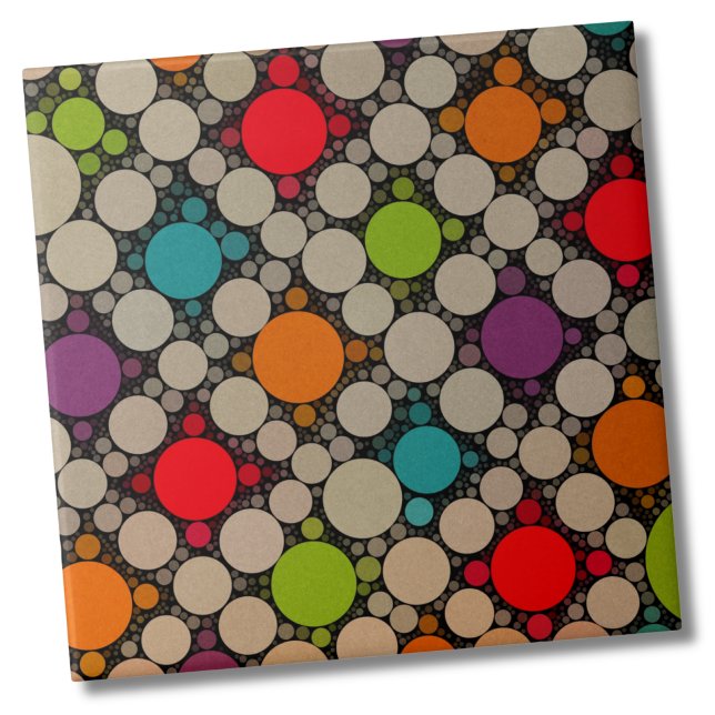 Carreau Points modernes Cercles contemporains (Contemporary Circles Modern Polka Dot Pattern Ceramic Tile)