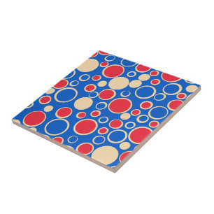 Carreau Points Rouges Et Bleus Sur Fond Bleu