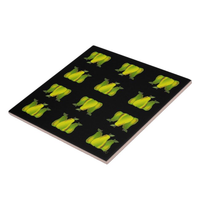 Carreau Poire Poires Tissu noir (Côté)