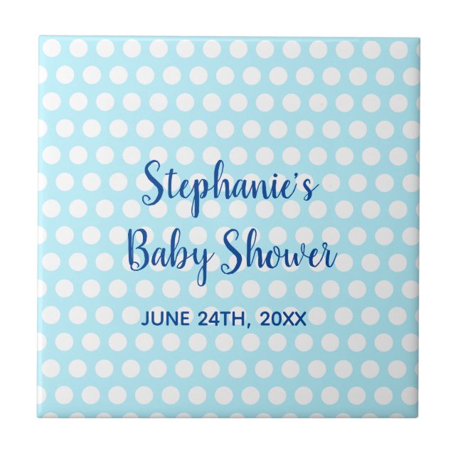 Carreau Pois blanc Turquoise Blue Girl Baby shower garçon (Devant)