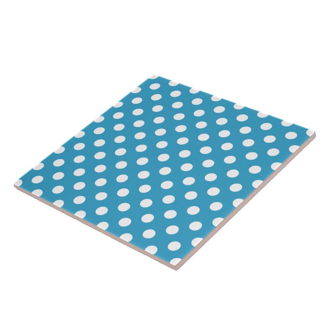Carreau Pois blancs sur le Arrière - plan bleu de Peacock (Côté)