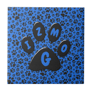 Carreau Pois de chien noir et blanc Pointe Polka sur le bl