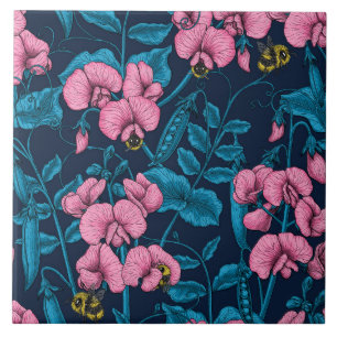 Carreau Pois doux et bourdons, rose et bleu