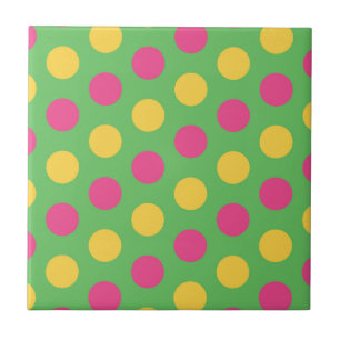Carreau Pois en Lime Green Hot rose et jaune