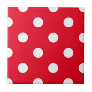 Carreau Pois moderne rouge et blanc imprimer couleur perso