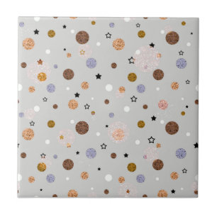 Carreau Pois multicolores sur gris.