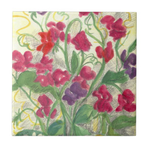 Carreau Pois rose doux Aquarelle Fleur Jardin Carrelage Ar