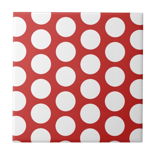 Carreau Pois rouge et blanc motif personnalisé (Devant)