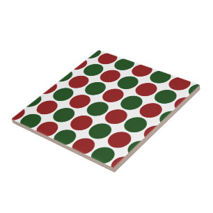 Carreau Pois rouge et vert sur le blanc