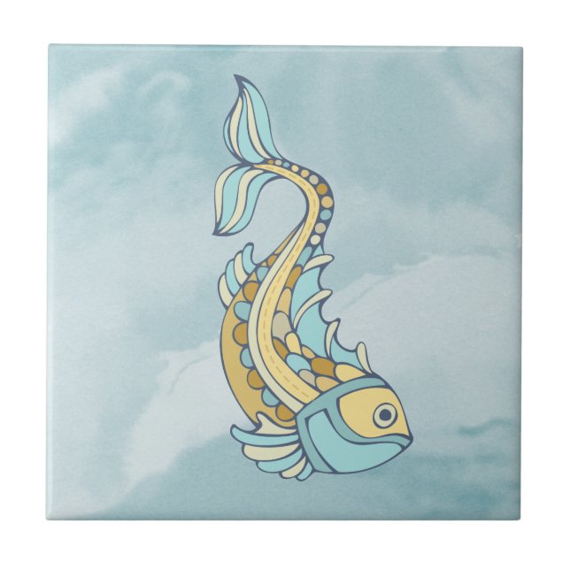 Carreau Poisson Art Blue Mosaic Nautique (Devant)