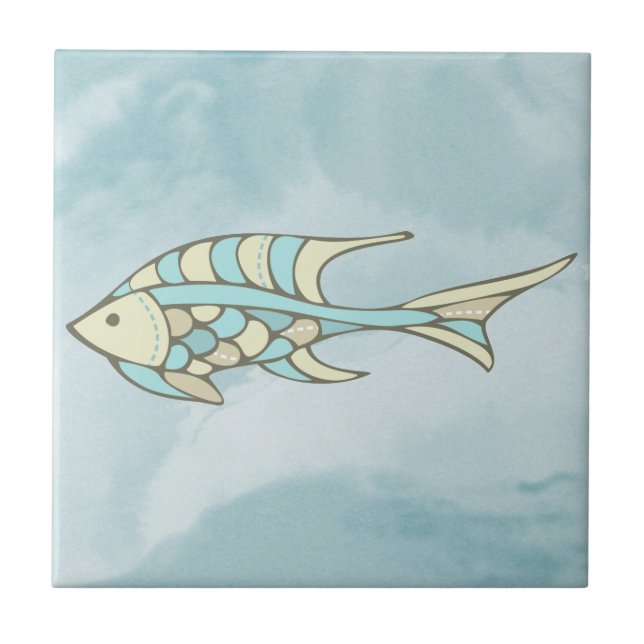 Carreau Poisson Art Blue Mosaic Nautique (Devant)