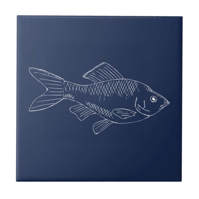 Carreau Poisson Bleu Aquatique Plage Nautique Sous La Mer (Devant)