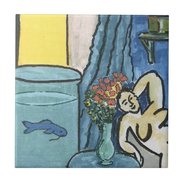 Carreau Poisson bleu dans le bol (Devant)