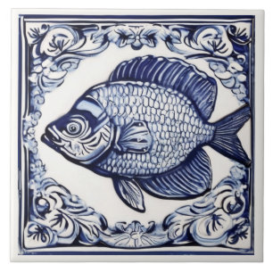 Carreau Poisson Bleu et Blanc Mer & Océan thème Beach Hous
