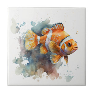 Carreau Poisson clown, Aquarelle, Carrelage en céramique