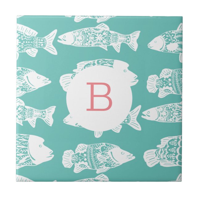 Carreau Poisson Floral Blanc Chic Chic Coastal (Devant)