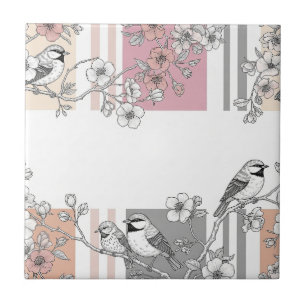 Carreau Poisson Floral Élégant à rayures pêche (10)