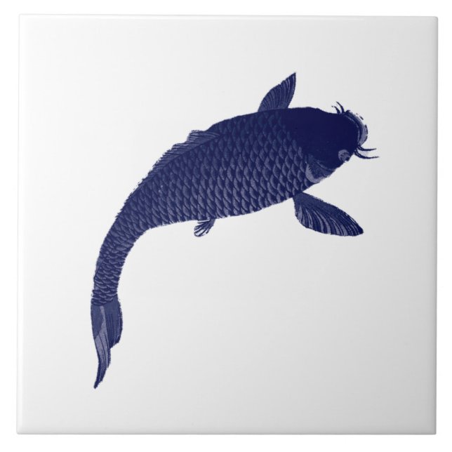 Carreau Poisson koi japonais vintage par Toyohara Chikanob (Devant)