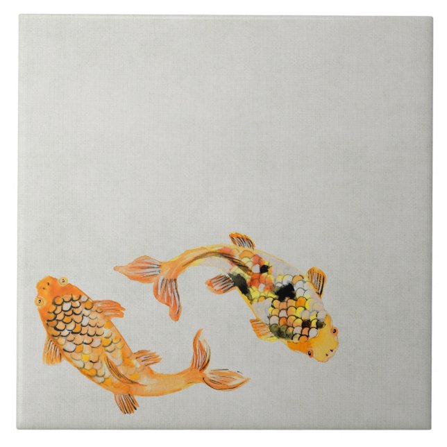 Carreau Poisson Koi Or élégant (Devant)