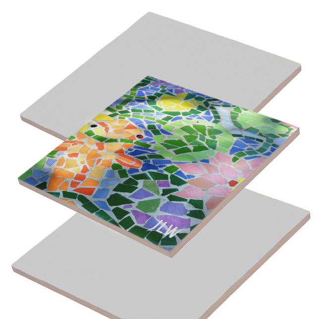 Carreau Poisson Koi orange et Fleur rose coloré Zen (Créateur téléchargé)