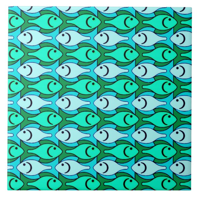 Carreau Poisson moderne du milieu du siècle, vert jade et  (Devant)