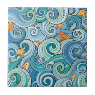 Carreau Poisson parmi les Motifs des vagues