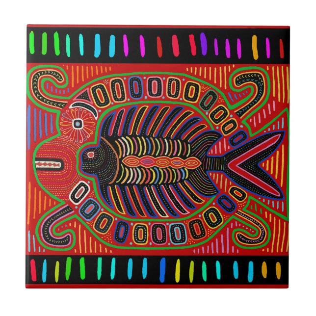 Carreau Poisson volant Cuna Indian Mola (Devant)