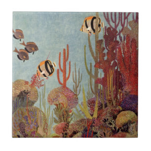 Carreau Poissons-anges en corail, poissons tropicaux Vinta