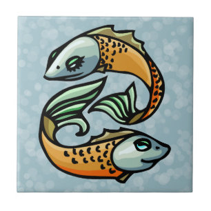 Carreau Poissons colorés de Poissons sur le bleu