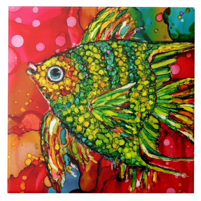Carreau Poissons de l'ange de Lila II (Devant)