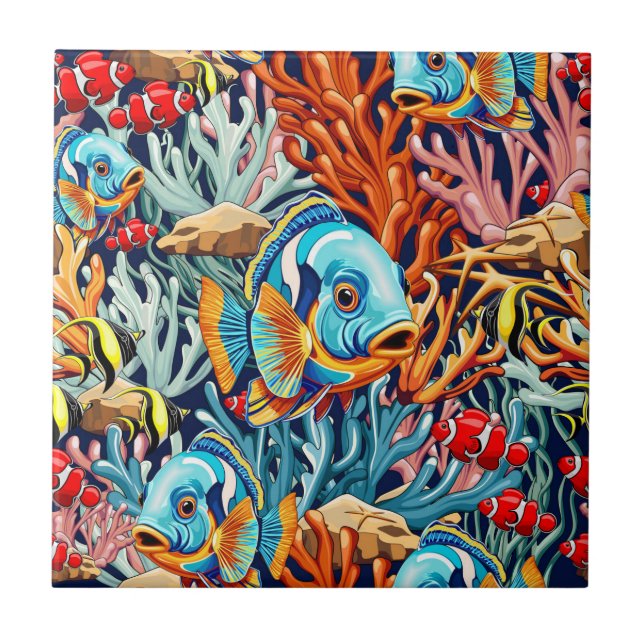 Carreau Poissons Tropicaux Couleurs Été Vibes (Devant)