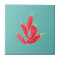 Poivrons Aquarelle Piments Rouges Habanero