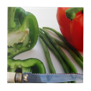 Carreau Poivrons verts et rouges avec haricots