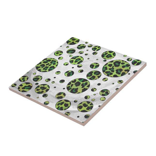 Carreau Polka Dot Leopard noir et vert (Côté)