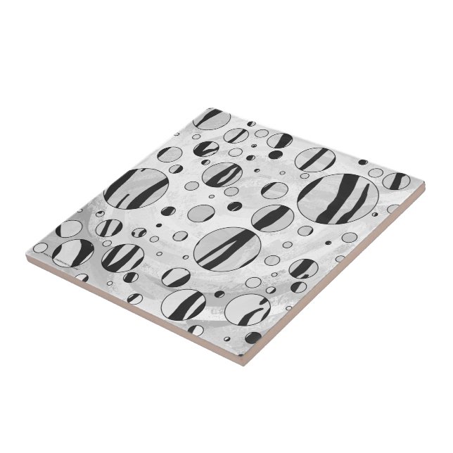 Carreau Polka Dot Tiger noir et blanc Imprimer (Côté)