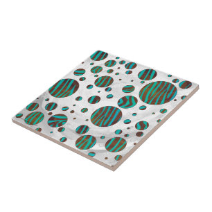 Carreau Polka Dot Zebra Brown et Turquoise