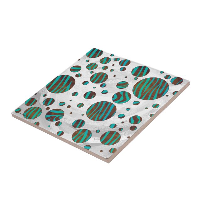 Carreau Polka Dot Zebra Brown et Turquoise (Côté)
